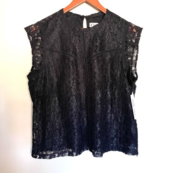 NWT Nanette Lepore XL lacey lined black sleeveless tank top - Picture 1 of 7